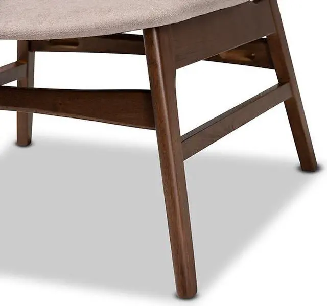 Alt view image 6 of 14 - Baxton Studio Benito Mid-Century Modern Transitional Beige Fabric Upholstered and Walnut Brown Finished Wood Accent Chair