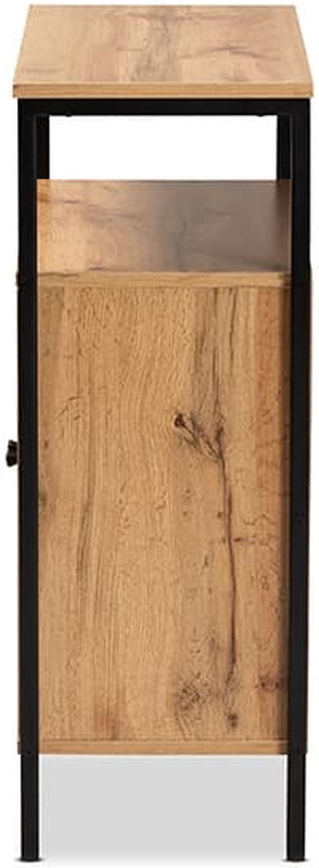 Alt view image 4 of 20 - Baxton Studio Vander Modern and Contemporary Oak Brown Finished Wood and Black Metal 2-Door Shoe Cabinet