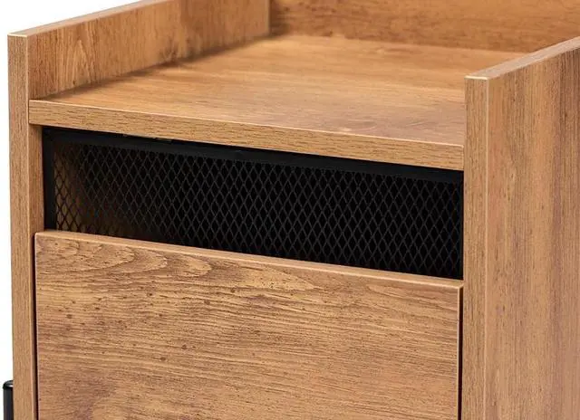 Alt view image 11 of 20 - Baxton Studio Tasman Modern and Contemporary Industrial Natural Brown Finished Wood and Black Metal End Table