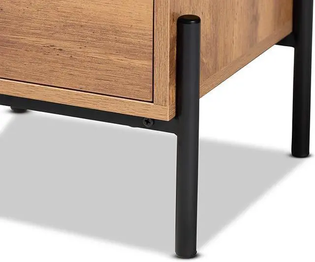 Alt view image 12 of 20 - Baxton Studio Tasman Modern and Contemporary Industrial Natural Brown Finished Wood and Black Metal End Table