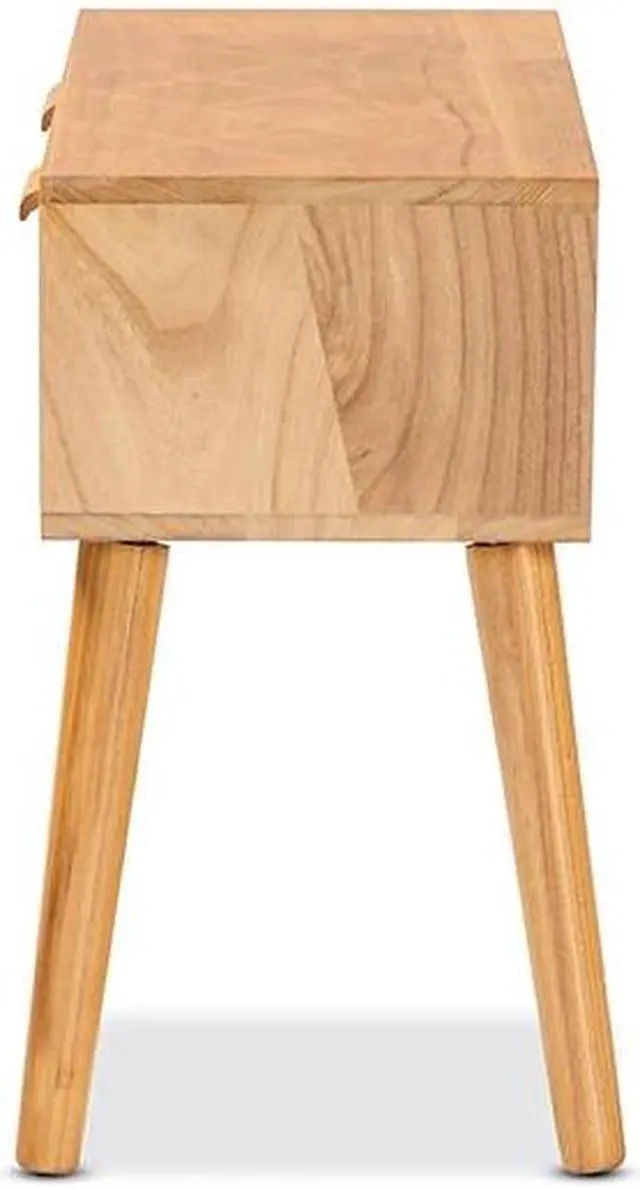 Alt view image 6 of 10 - Baxton Studio Falan Mid-Century Modern Oak Brown Finished Wood 2-Drawer Console Table with Rattan