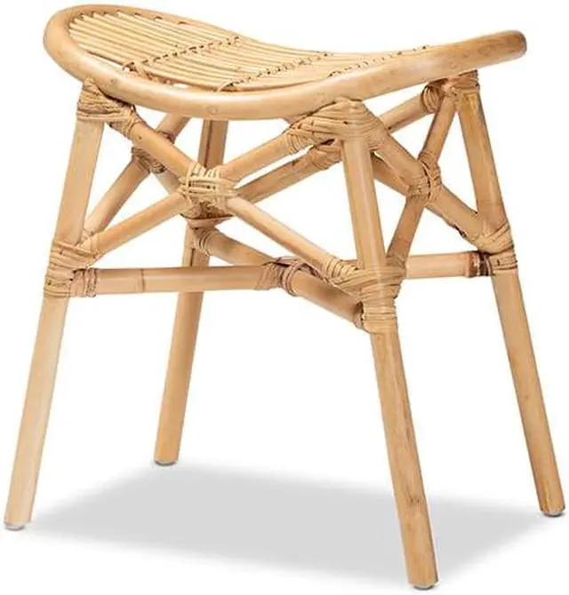 Main image of Baxton Studio Elgon Modern Bohemian Natural Brown Rattan Footstool