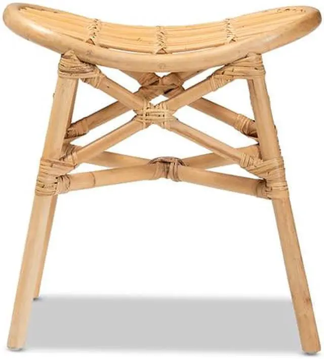 Alt view image 2 of 20 - Baxton Studio Elgon Modern Bohemian Natural Brown Rattan Footstool
