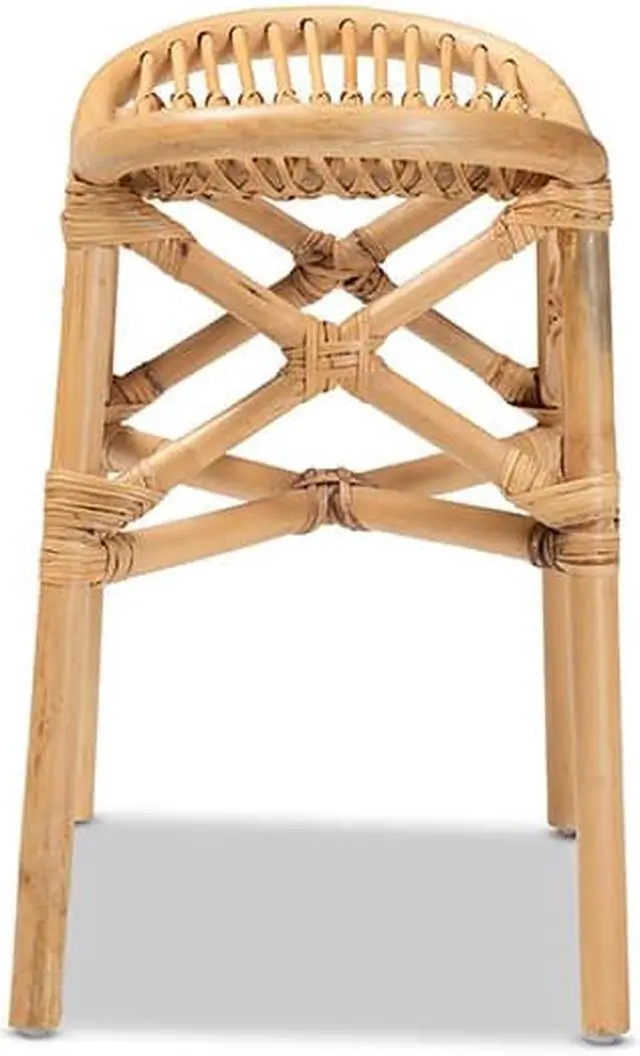 Alt view image 3 of 20 - Baxton Studio Elgon Modern Bohemian Natural Brown Rattan Footstool
