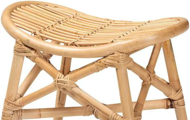 Alt view image 4 of 20 - Baxton Studio Elgon Modern Bohemian Natural Brown Rattan Footstool