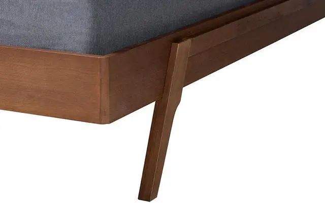 Alt view image 4 of 6 - Baxton Studio Sarita Mid-Century Modern Ash Walnut Finished Wood King Size Bed Frame