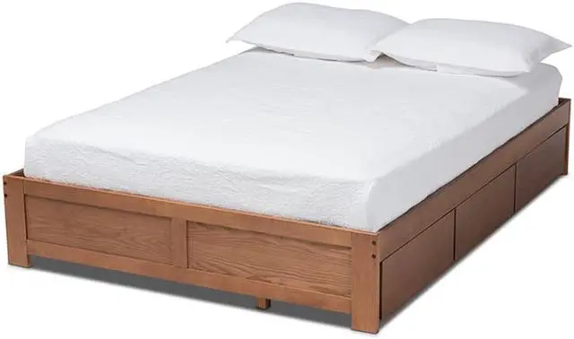 Main image of Baxton Studio Wren Modern and Contemporary Walnut Finished 3-Drawer Full Size Platform Storage Bed Frame