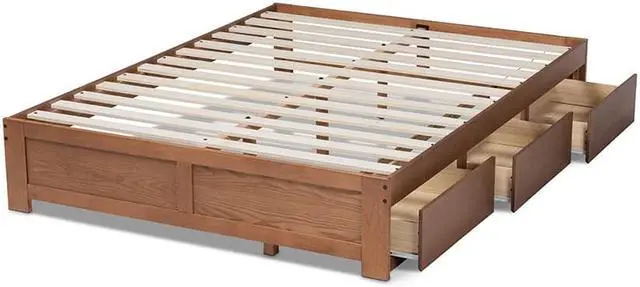 Alt view image 5 of 13 - Baxton Studio Wren Modern and Contemporary Walnut Finished 3-Drawer Full Size Platform Storage Bed Frame