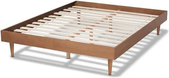 Alt view image 6 of 9 - Baxton Studio Rina Mid-Century Modern Ash Wanut Finished Queen Size Wood Bed Frame