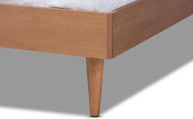 Alt view image 7 of 9 - Baxton Studio Rina Mid-Century Modern Ash Wanut Finished Queen Size Wood Bed Frame