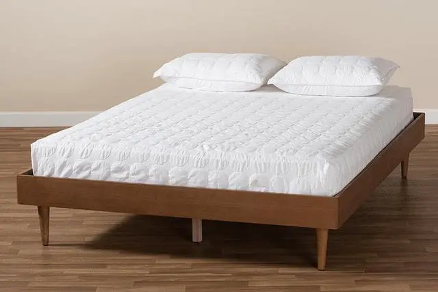 Alt view image 9 of 9 - Baxton Studio Rina Mid-Century Modern Ash Wanut Finished Queen Size Wood Bed Frame