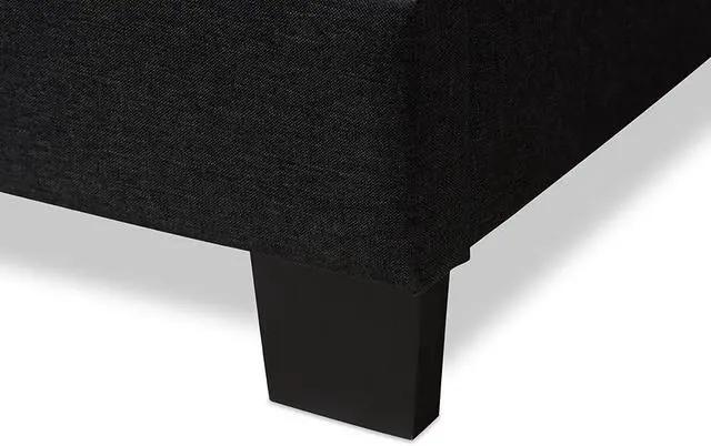 Alt view image 5 of 6 - Baxton Studio Brookfield Modern and Contemporary Charcoal Grey Fabric Queen Size Bed, Low Profile Beds, Dark Grey Finish, Queen, Home & Living