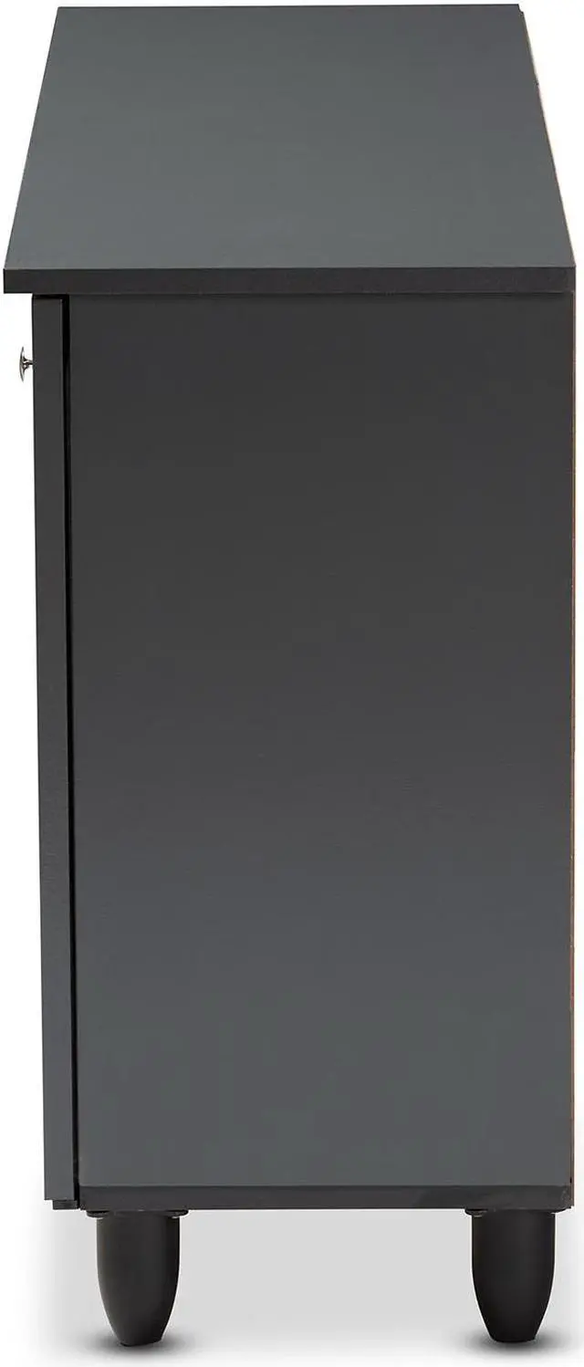 Alt view image 11 of 20 - Baxton Studio Fernanda Modern and Contemporary Dark Gray 3-Door Wooden Entryway Shoe Storage Wide Cabinet