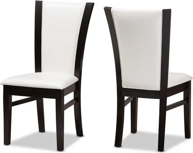 Alt view image 2 of 7 - Baxton Studio Adley Modern and Contemporary Dark Brown Finished White Faux Leather Dining Chairs Set of 2