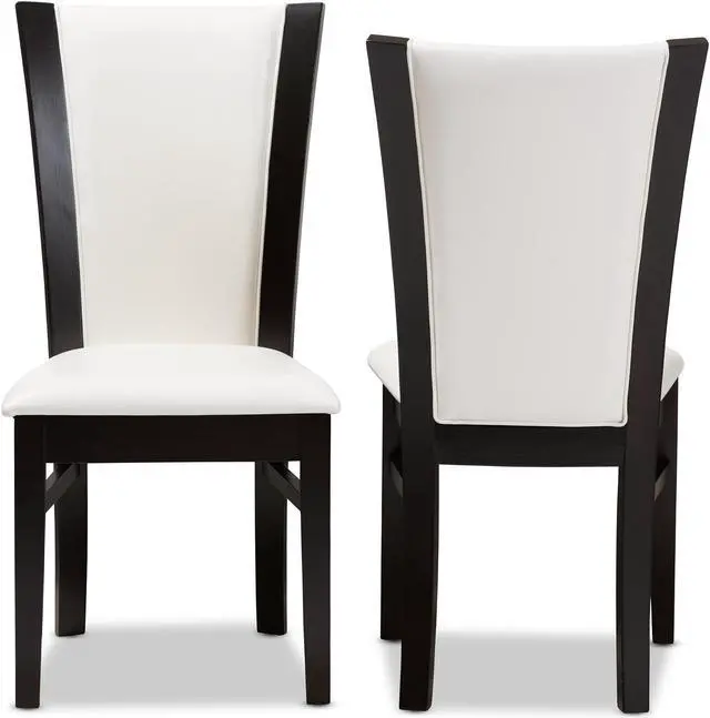 Alt view image 3 of 7 - Baxton Studio Adley Modern and Contemporary Dark Brown Finished White Faux Leather Dining Chairs Set of 2