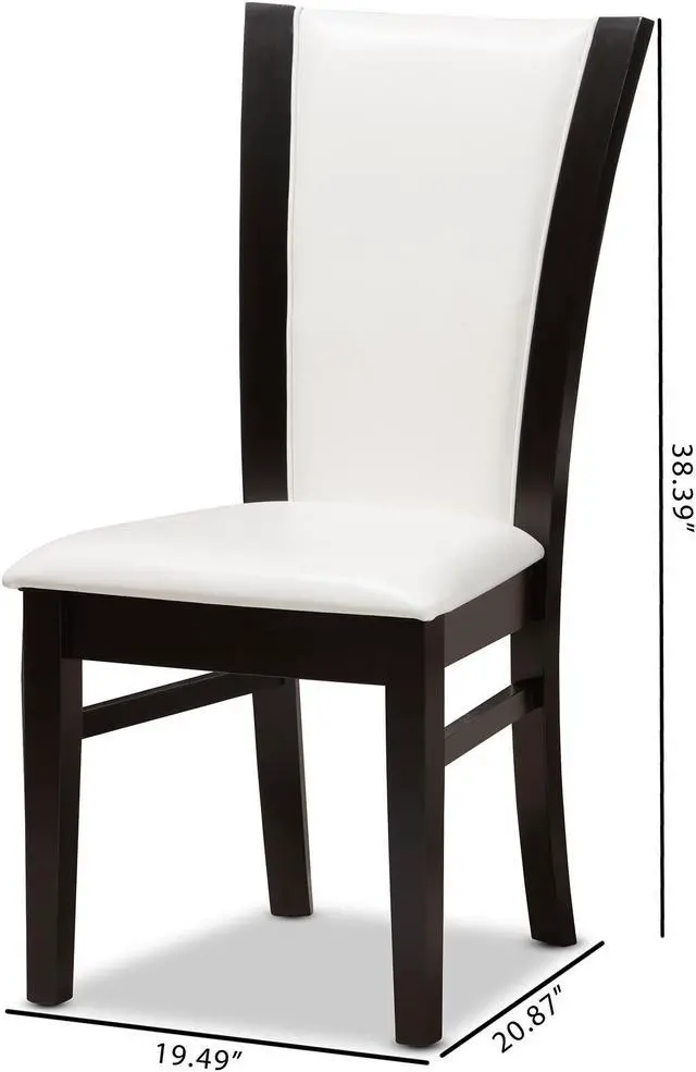 Alt view image 7 of 7 - Baxton Studio Adley Modern and Contemporary Dark Brown Finished White Faux Leather Dining Chairs Set of 2