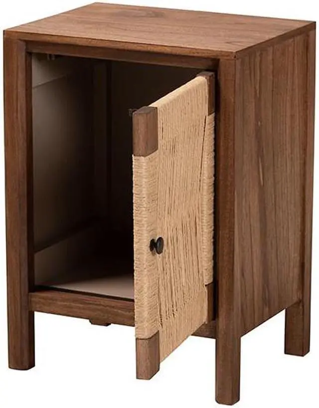 Alt view image 2 of 14 - Baxton Studio Holitz Modern Bohemian Walnut Brown Finished Bayur Wood Nightstand