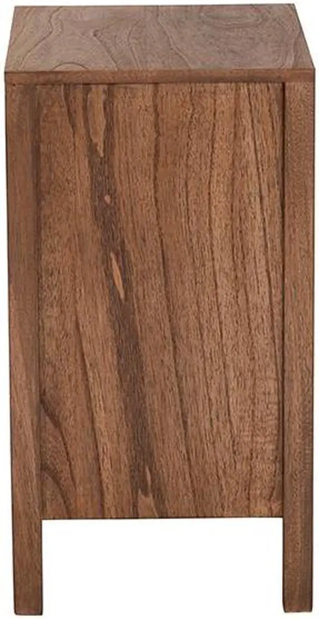 Alt view image 4 of 14 - Baxton Studio Holitz Modern Bohemian Walnut Brown Finished Bayur Wood Nightstand