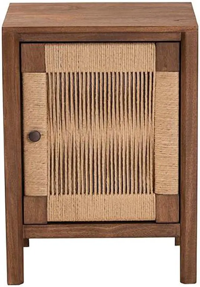 Alt view image 3 of 14 - Baxton Studio Holitz Modern Bohemian Walnut Brown Finished Bayur Wood Nightstand