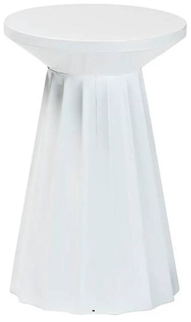 Main image of Baxton Studio Ulmer Metal Scalloped Side Table  Modern Round Accent Table for Indoor or Semi-Outdoor Use, White