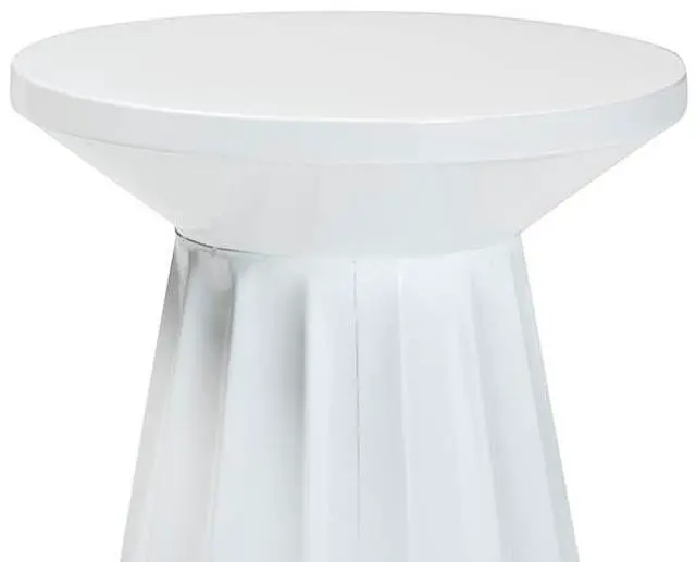 Alt view image 2 of 6 - Baxton Studio Ulmer Metal Scalloped Side Table  Modern Round Accent Table for Indoor or Semi-Outdoor Use, White