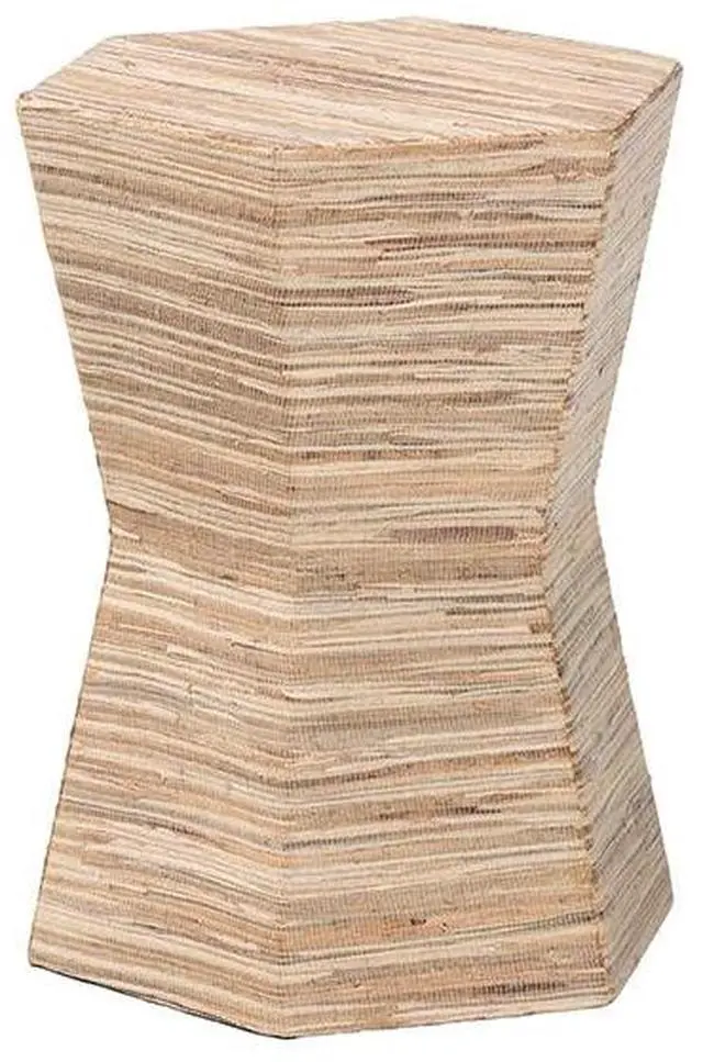 Main image of bali & pari Idana Bohemian Woven Grasscloth Hourglass End Table