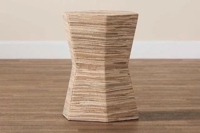 Alt view image 6 of 6 - bali & pari Idana Bohemian Woven Grasscloth Hourglass End Table