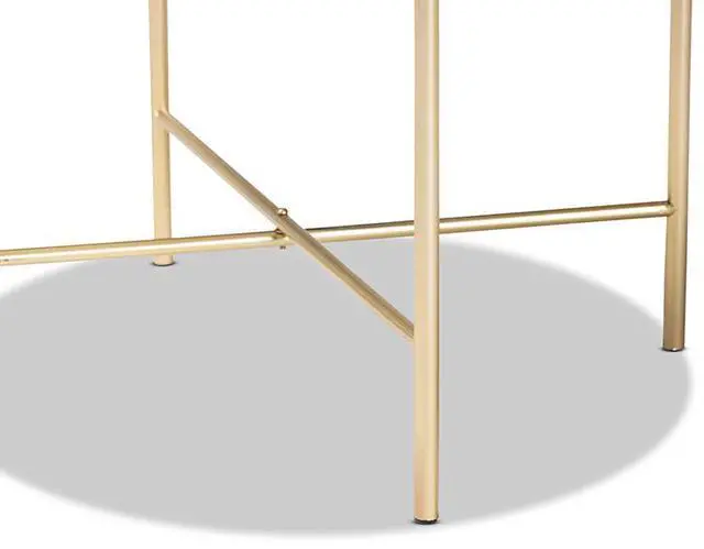 Alt view image 9 of 12 - Baxton Studio Maddock Modern and Contemporary Gold Finished Metal End Table with Marble Tabletop