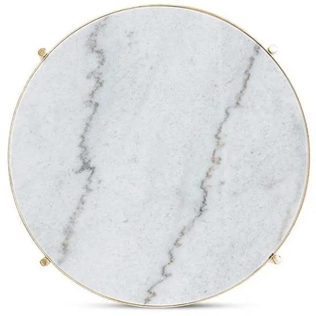 Alt view image 10 of 12 - Baxton Studio Maddock Modern and Contemporary Gold Finished Metal End Table with Marble Tabletop