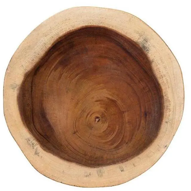 Alt view image 4 of 6 - bali & pari Jia Suar Wood End Table - Handcrafted Side Table with Live Edge Round Top and Tapered Legs, Rustic Boho Accent Furniture for Living Room, Bedroom, or Patio