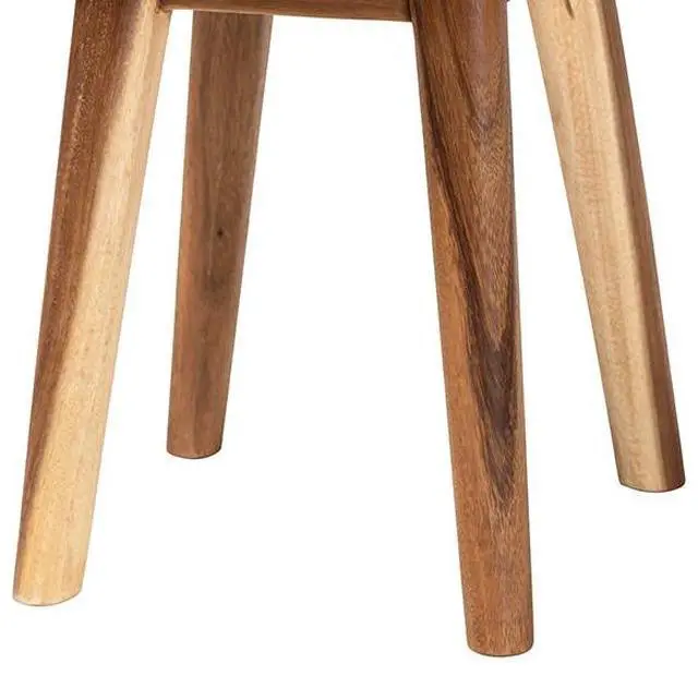 Alt view image 3 of 6 - bali & pari Jia Suar Wood End Table - Handcrafted Side Table with Live Edge Round Top and Tapered Legs, Rustic Boho Accent Furniture for Living Room, Bedroom, or Patio
