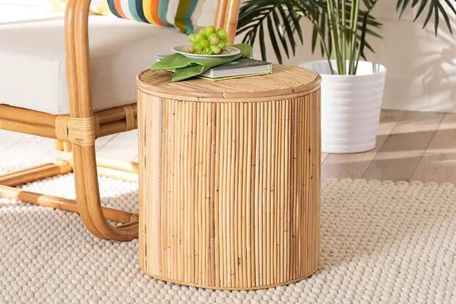 Alt view image 6 of 6 - Baxton Studio Milagra Modern Bohemian Natural Rattan End Table