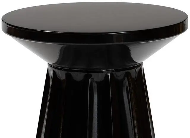 Alt view image 2 of 6 - Baxton Studio Ulmer Metal Scalloped Side Table  Modern Round Accent Table for Indoor or Semi-Outdoor Use, Black