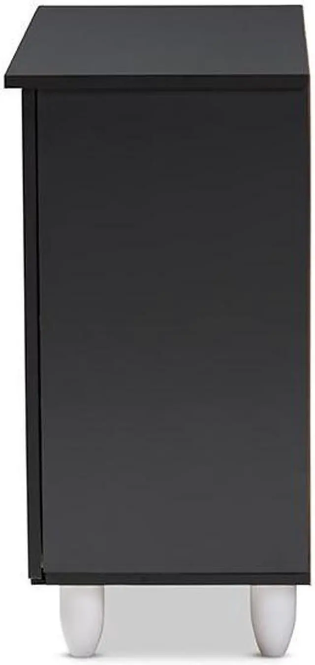 Alt view image 4 of 14 - Baxton Studio Gisela Modern and Contemporary Two-Tone Oak and Dark Gray 2-Door Shoe Storage Cabinet