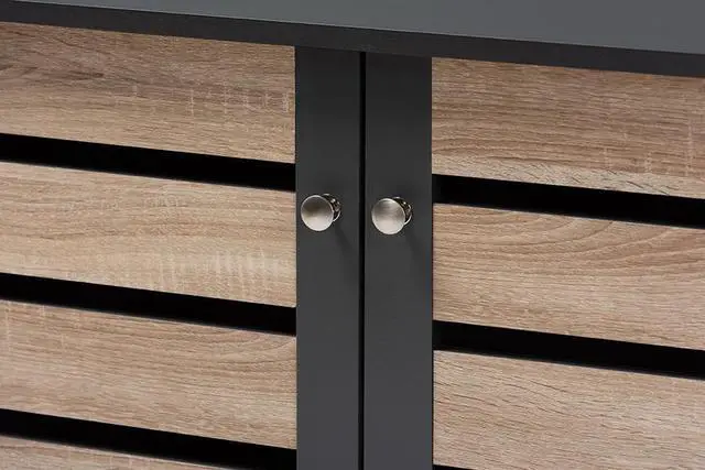 Alt view image 5 of 14 - Baxton Studio Gisela Modern and Contemporary Two-Tone Oak and Dark Gray 2-Door Shoe Storage Cabinet