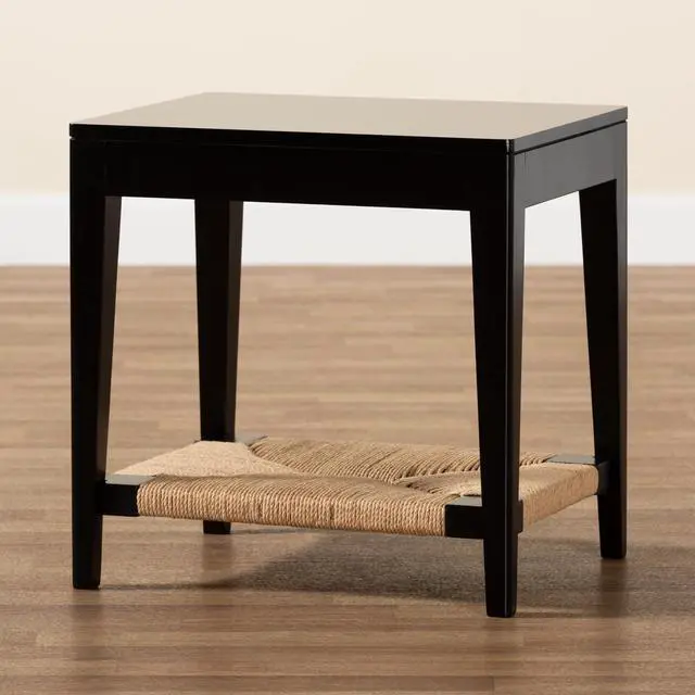 Alt view image 8 of 13 - Baxton Studio Freya Modern Bohemian Black Finished Bayur Wood End Table