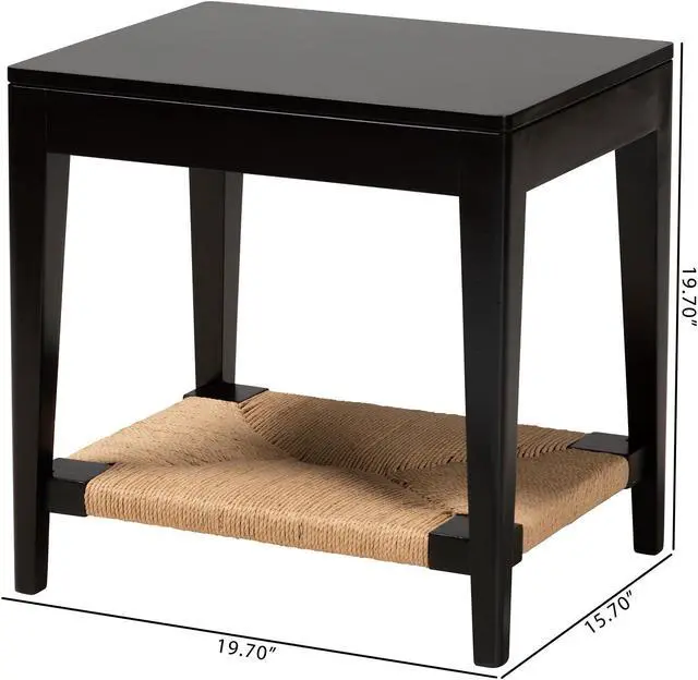 Alt view image 9 of 13 - Baxton Studio Freya Modern Bohemian Black Finished Bayur Wood End Table