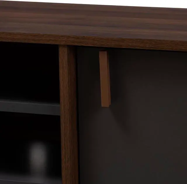 Alt view image 6 of 20 - Baxton Studio Samuel Mid-Century Modern Brown and Dark Grey Finished TV Stand