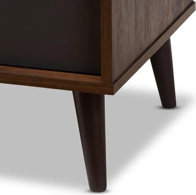 Alt view image 7 of 20 - Baxton Studio Samuel Mid-Century Modern Brown and Dark Grey Finished TV Stand