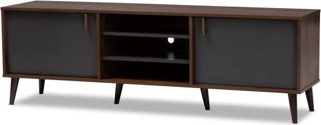 Alt view image 2 of 20 - Baxton Studio Samuel Mid-Century Modern Brown and Dark Grey Finished TV Stand