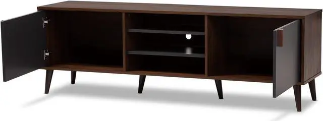 Alt view image 3 of 20 - Baxton Studio Samuel Mid-Century Modern Brown and Dark Grey Finished TV Stand