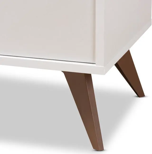 Alt view image 7 of 20 - Baxton Studio Serafino Mid-Century Modern White and Walnut Finished Wood Wine Cabinet