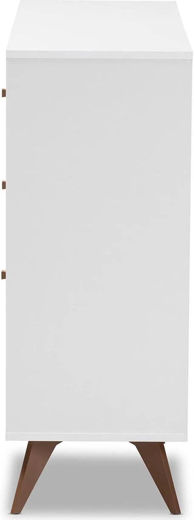 Alt view image 5 of 20 - Baxton Studio Savino Mid-Century Modern White and Walnut Finished Wood Wine Cabinet