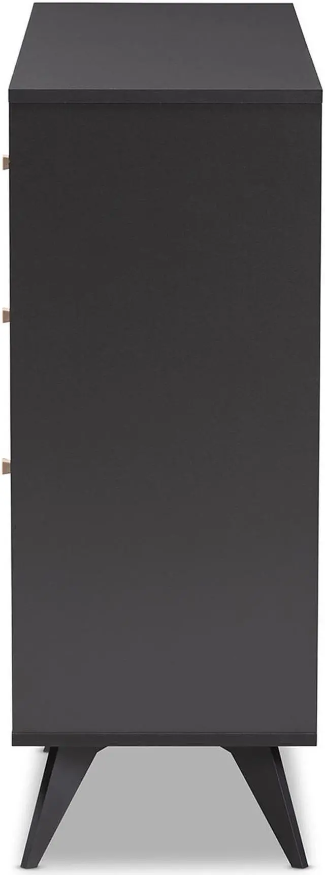 Alt view image 5 of 20 - Baxton Studio Savino Mid-Century Modern Dark Grey and Oak Finished Wood Wine Cabinet