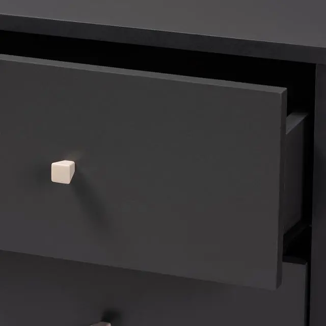 Alt view image 6 of 20 - Baxton Studio Savino Mid-Century Modern Dark Grey and Oak Finished Wood Wine Cabinet