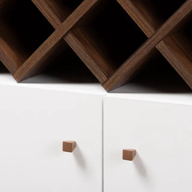 Alt view image 6 of 20 - Baxton Studio Serafino Mid-Century Modern White and Walnut Finished Wood Wine Cabinet