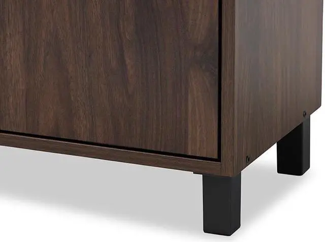 Alt view image 11 of 19 - Baxton Studio Rossin Modern and Contemporary Walnut Brown Finished 2-Door Wood Entryway Shoe Storage Cabinet with Open Shelf
