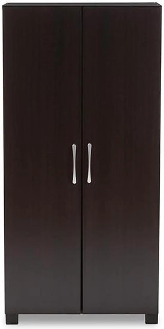Alt view image 9 of 19 - Baxton Studio Marine Modern and Contemporary Wenge Dark Brown Finished 2-Door Wood Entryway Shoe Storage Cabinet