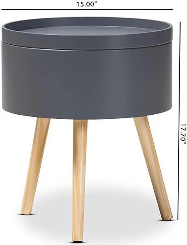 Alt view image 6 of 7 - Baxton Studio Sherwin Mid-Century Modern Light Brown and Black 1-Drawer End Table with Woven Rattan Accent