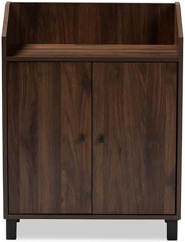 Alt view image 8 of 19 - Baxton Studio Rossin Modern and Contemporary Walnut Brown Finished 2-Door Wood Entryway Shoe Storage Cabinet with Open Shelf